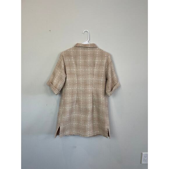 Beige Tweed Babydoll Mini Dress, Size L - Picture 2 of 6